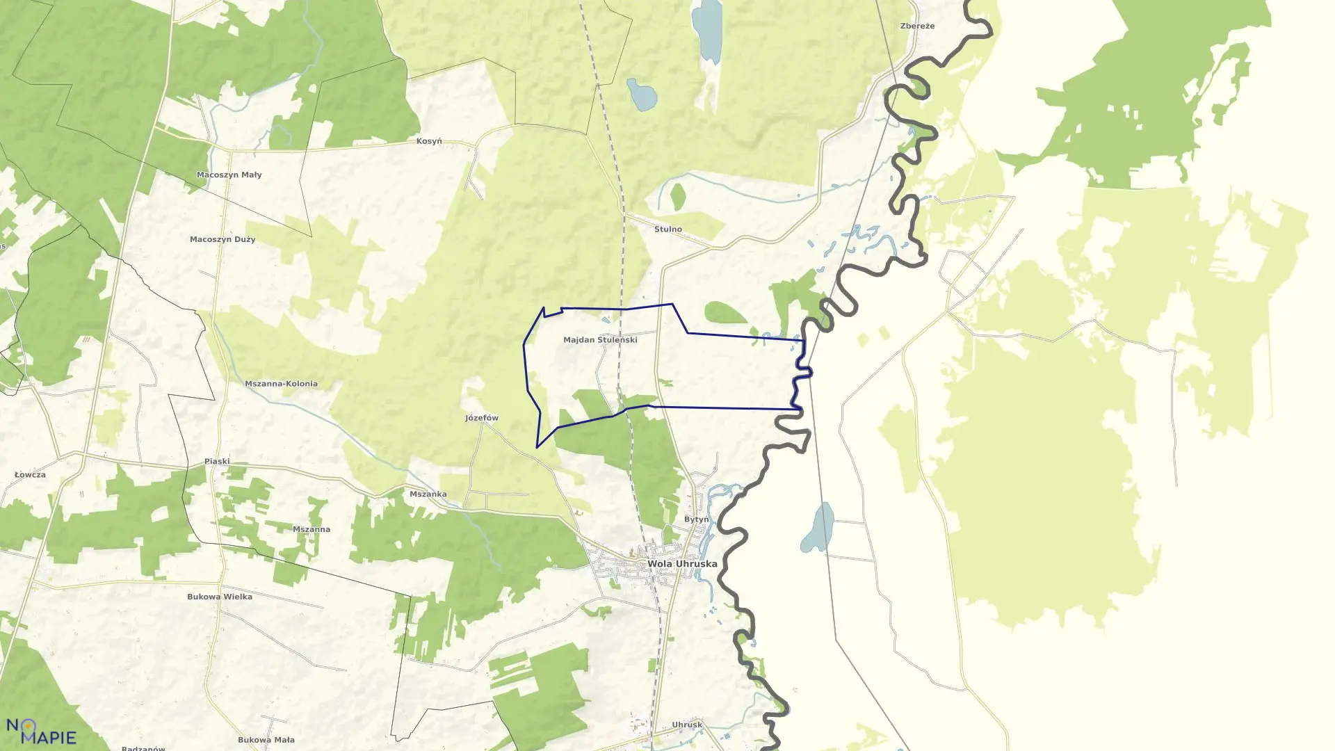Mapa obrębu MAJDAN STULEŃSKI w gminie Wola Uhruska