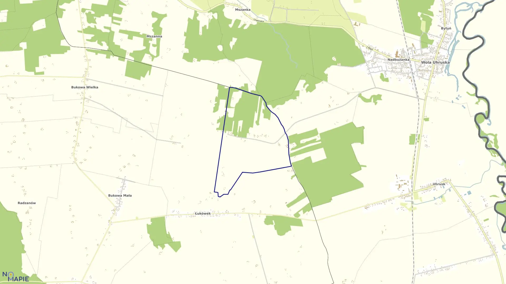 Mapa obrębu POTOKI w gminie Wola Uhruska