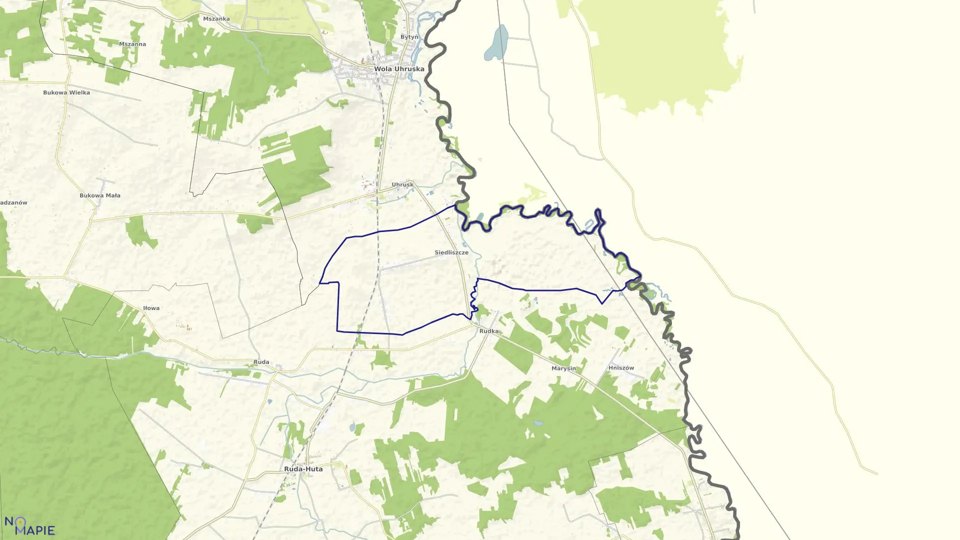 Mapa obrębu SIEDLISZCZE w gminie Wola Uhruska