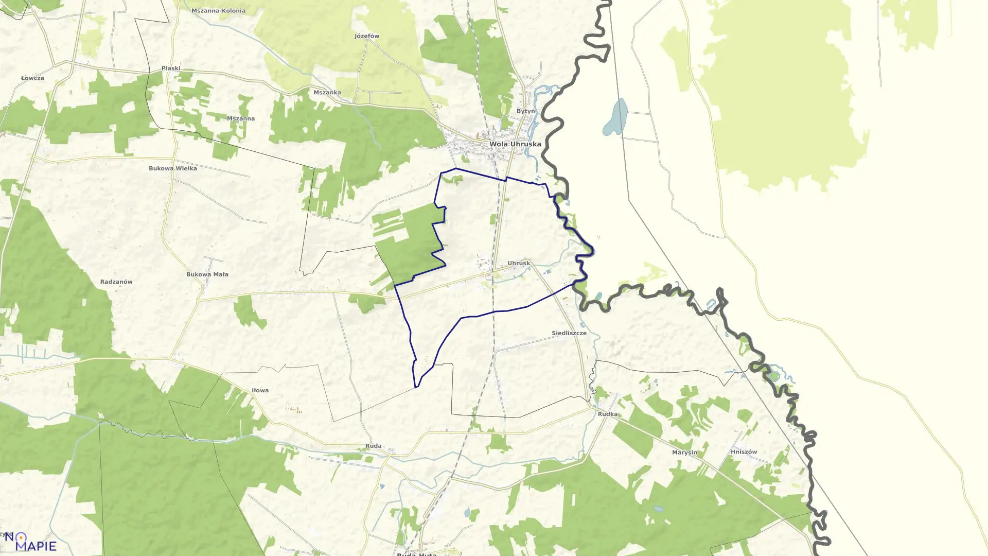 Mapa obrębu UHRUSK w gminie Wola Uhruska