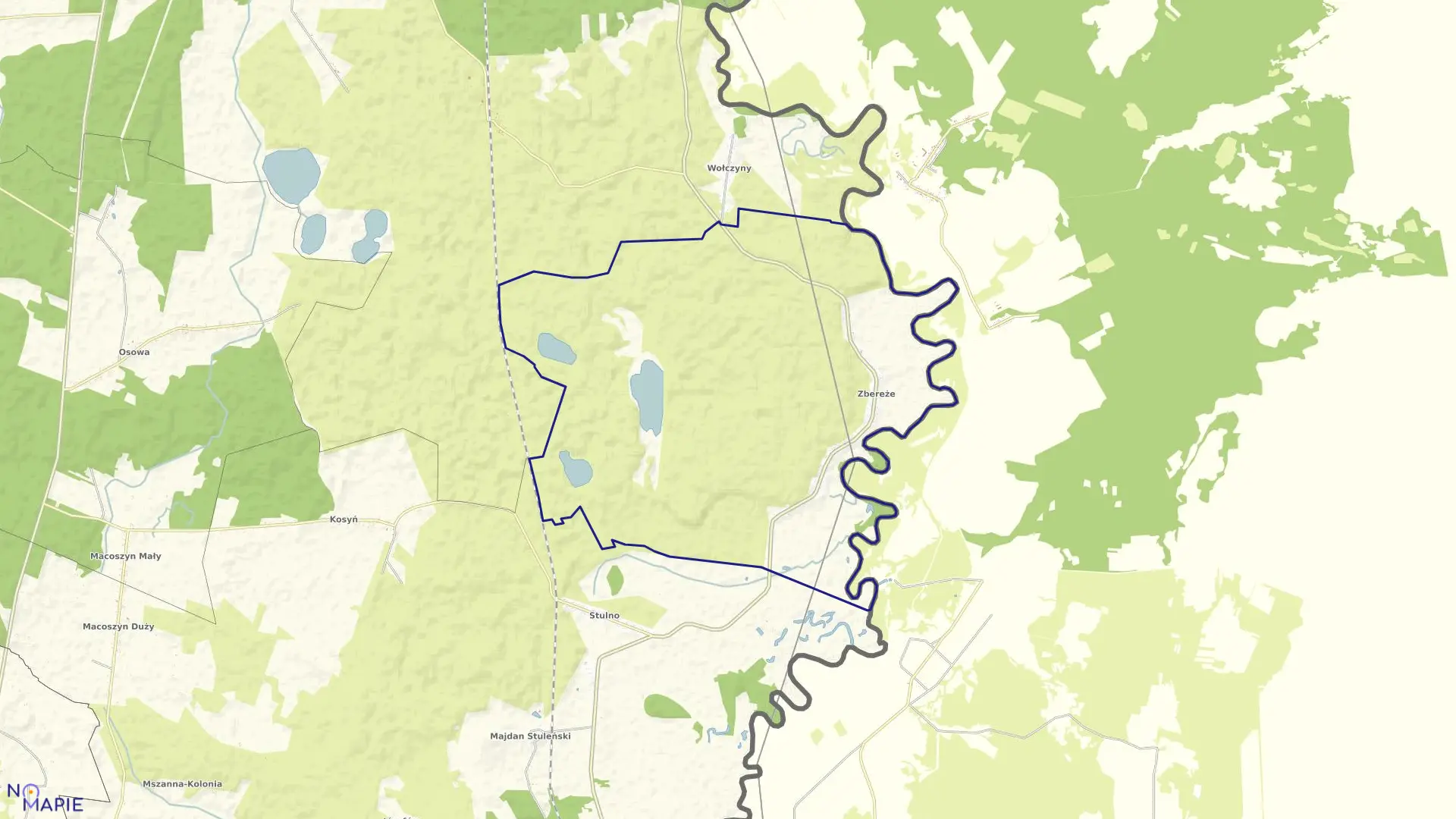 Mapa obrębu ZBEREŻE w gminie Wola Uhruska